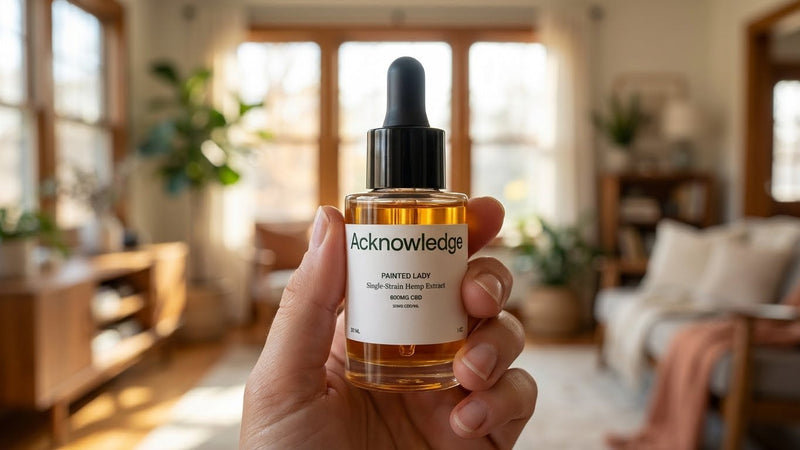 Someone holding Acknowledge CBD Paint Lady Tincture